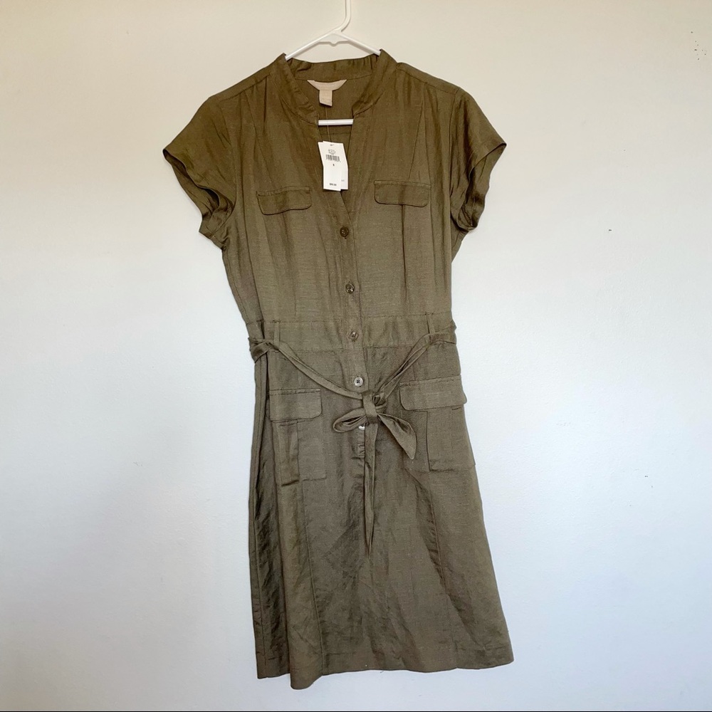 Banana Republic Olive Green Button-Down Dress
